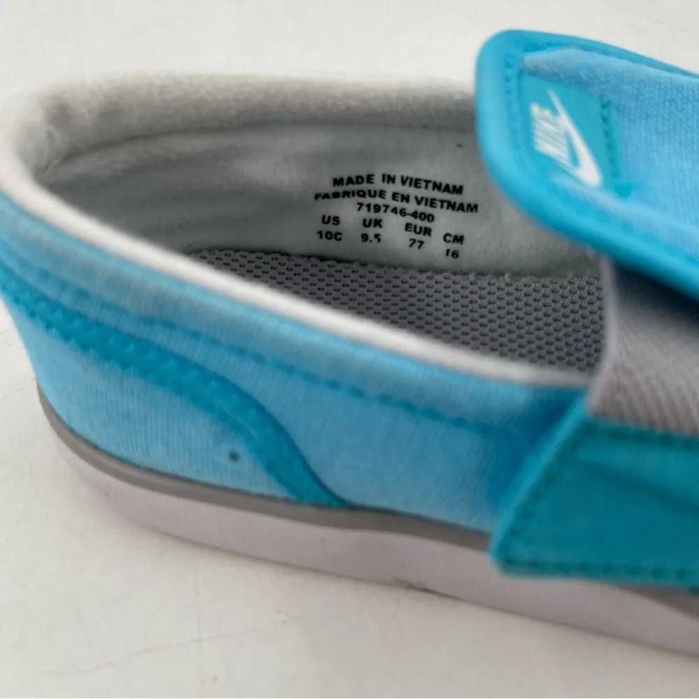 Nike Toddlers Kids Toki Slip-on Canvas Sail Blue White Sneakers Shoes - Size 10C